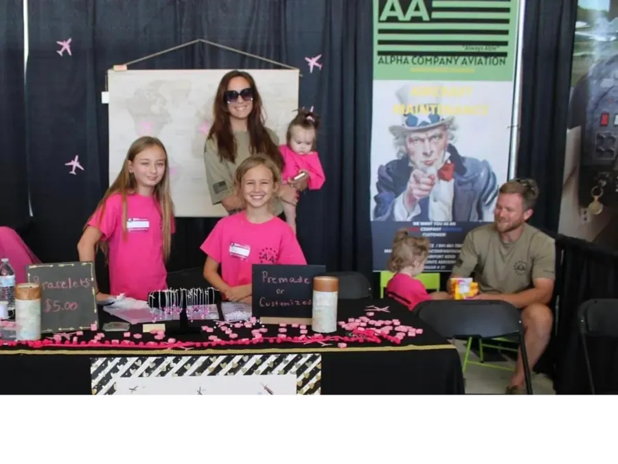The family team behind Alpha Company Aviation flight school in Venice, FL, with their flight training community